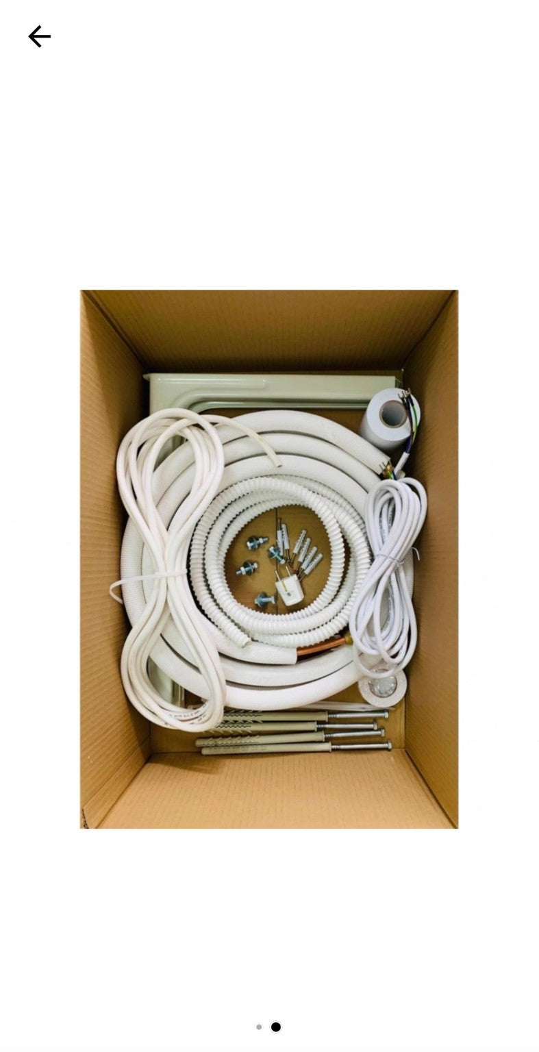 Complete air conditioning installation kit packed in box