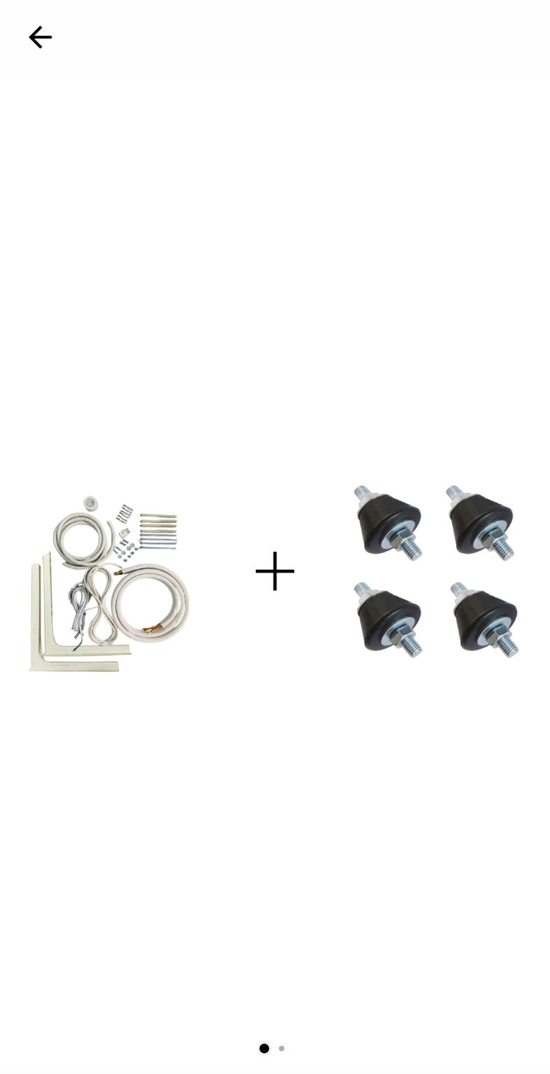 Complete 3 m air conditioning installation kit with four anti-vibration mounts